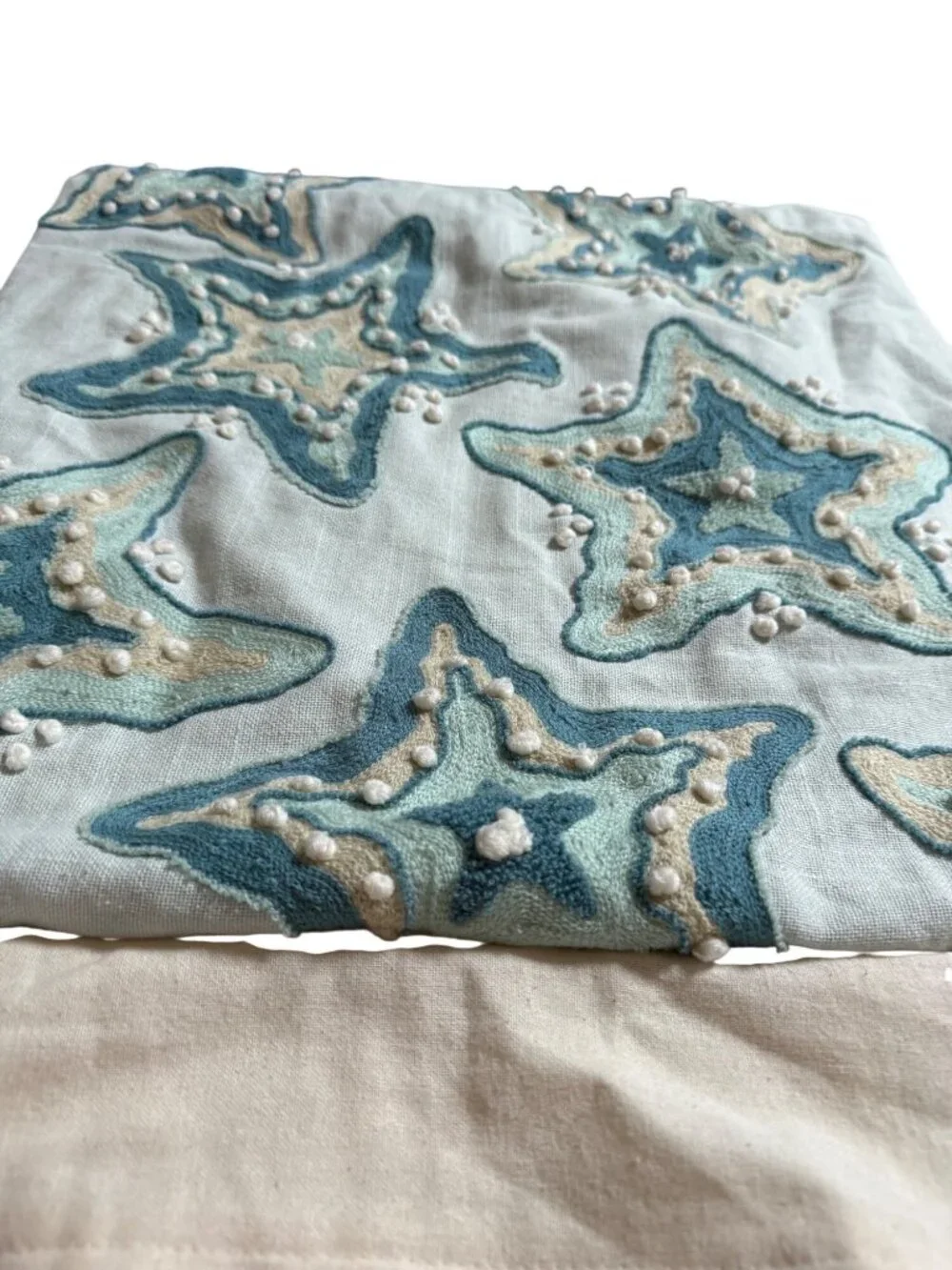 2 Sigrid Olsen Home Coastal Starfish Embroidered Throw Pillow Covers Nautical